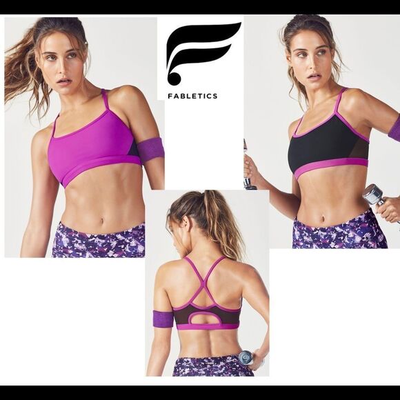 Fabletics maeve reversible sports bra Sz XL purple black - Picture 1 of 7